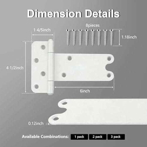 Pubotlu 6 Pack 6" Door Hinges,280 Lbs Capacity Heavy Duty Gate Hinges, by Pubotlu - Used condition - Image 2