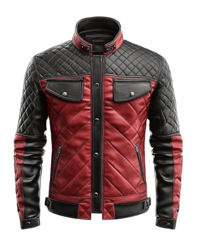 Men's Cafe Racer Vintage Motorcycle Quilted Biker leather Jacket - Trending Western Style Moto Cowhide Leather Jacket