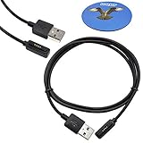 HQRP 2-Pack USB Charging Cable Compatible with ASUS ZenWatch-2 WI501Q WI502Q Smartwatch ZenWatch2 WI502Q-SL-BD-Q WI501Q-2J-GB2 Smart Watch Charger Cord Wire Clip Dock