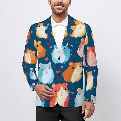 Cute Guinea Pigs Men's Casual Blazers Slim Fit Sport Coats Blazer Two Buttons Suit Jacket for Work Party2