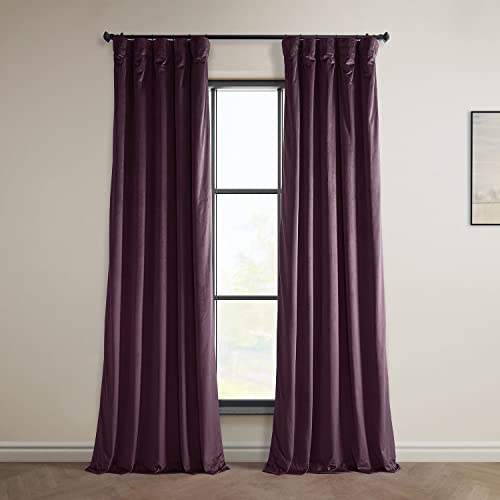 HPD Half Price Drapes Heritage Rideaux occultants en Velours Pelucheux de 213,4 cm de Long pour Chambre à Coucher et Salon 127 x 213 cm (1 Panneau), Prune...