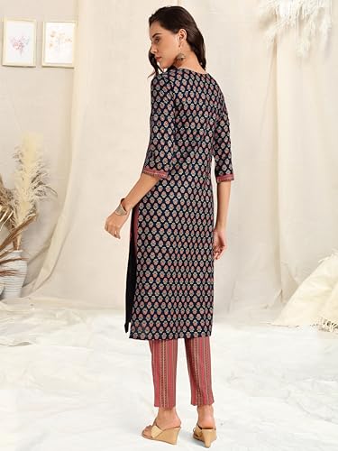 Image of MIRCHI FASHION Women's Cotton Straight Fit Printed Kurta Set with Trouser