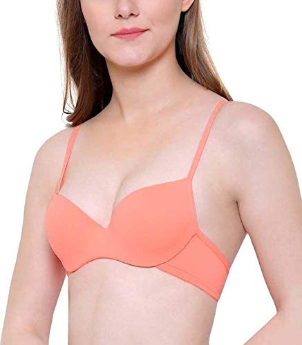 Image of Brachy Women's 85% Polyamide, 15% Elastane Heavily Padded Underwire Push Up Bra Pink