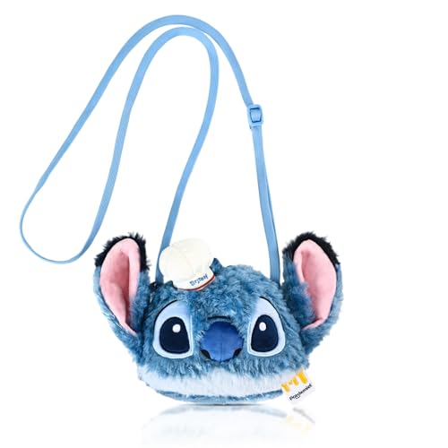MINISO Disney Stitch Crossbody Plush Lilo & Stitch Wallet Cartoon Stitch Purse Cute Shoulder Bag for Women Shopping Travel (Blue-Plushbag)