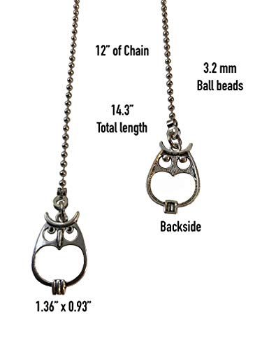 Image of Silver Tone Owl Ball Fan Light Pull Chain Extender Replacement Set of 2