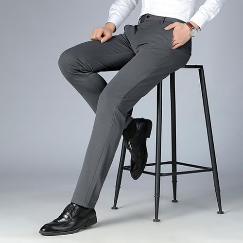 Mens Stretch Dress Pants Straight Leg Slim Fit Skinny Suit Pants Lightweight Business Casual Work Trousers2