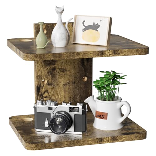 Image of WALI Floating TV Shelf, 2 Tier Projector Shelf for DVD Player, Routers, Game Console, Cable Boxes, Living Room Decor Accessories, Wall Mount Shelves Holds Up to 22lbs(CS202NC), 2-Shelf, Vintage Brown