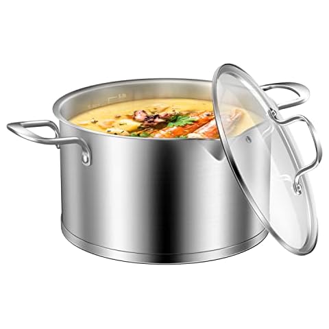 UMOODES Topf 24cm Induktion Kochtopf aus Edelstahl 5 Liter Cover