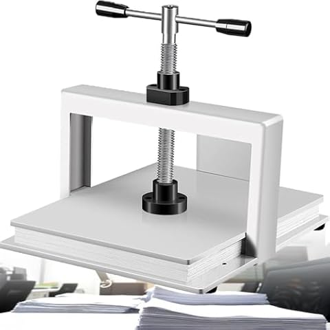 ZQJYMXM Manual Paper Press Machine A4/A3 Book Press, Bookbinding Notes Office Invoice Steel Flattening Machine, Heavy Duty Bookbinder Double Balance Rod Paper Press Machine (Color : A3) Cover