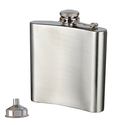 HemeraPhit Grofitness 304 RVS Hip Flask & Funnel Set Outdoor Reizen Liquor Wijn Opbergtas, 6 Oz