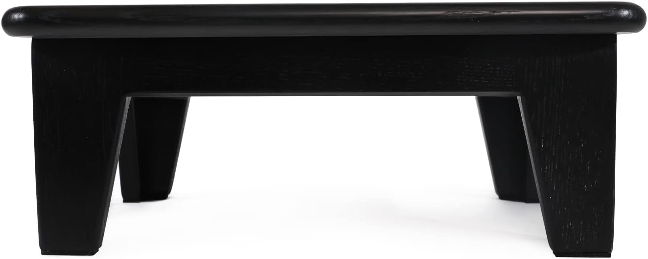 CONSDAN Step Stool for Bed - USA Grown Oak, Wooden Stool for Adults and Seniors, 6.5" High, Non-Slip Mat, No Assembly Needed, Solid Wood, Black Color