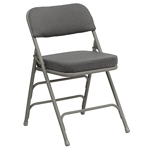 Flash Furniture 2-HA-MC320AF-GRY-GG Pack Hercules Series Premium Curved Triple Braced & Double Hinged Gray Fabric Metal Folding Chair thumb #4