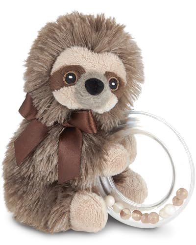 Bearington Baby Lil' Speedy Plush Stuffed Animal Sloth Shaker Rattle Ring Rattle - 5.5 inches Sloth Plush Toy