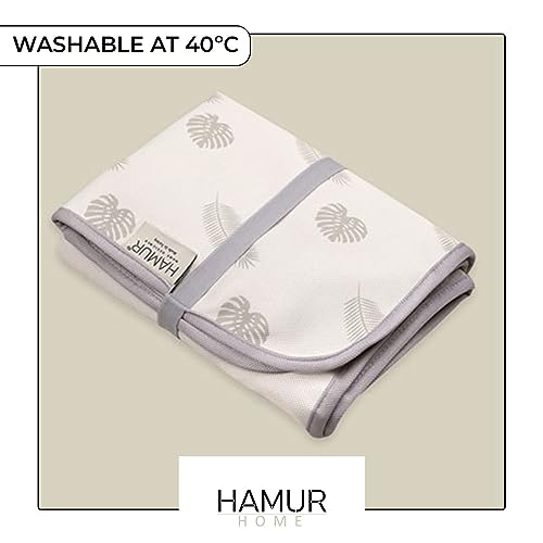 Hamur Home Tragbare Wickelunterlage Wasserdichte 40 x 70 cm Wiederverwendbare Baby Wickelauflage Maschinenwaschbar für Unterwegs Wickel Clutch (Leaves)