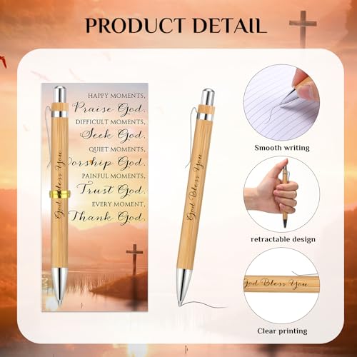Cadeaux de l'école du dimanche : 20 stylos en bambou avec versets bibliques pour les élèves - 3