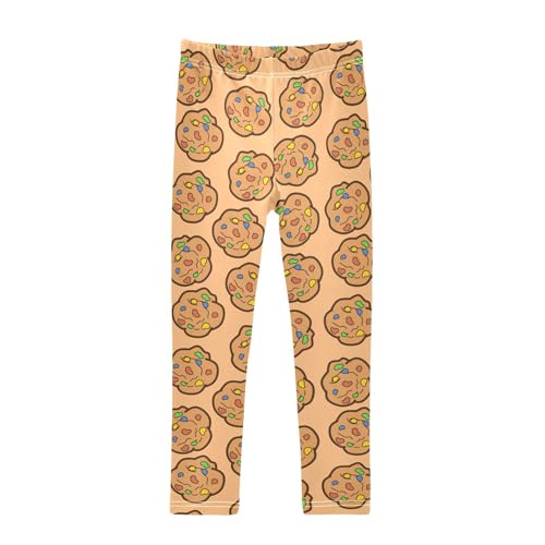 Doodle Cookies Pattern Girls Leggings,Workout Leggings for Girls Toddler Athletic Leggings Size for 3-10T