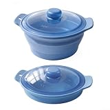 Vaporizador de silicona para microondas para comidas rápidas y saludables, al vapor, verduras, arroz y carne en una unidad, no fácil de enjuagar (azul oscuro)