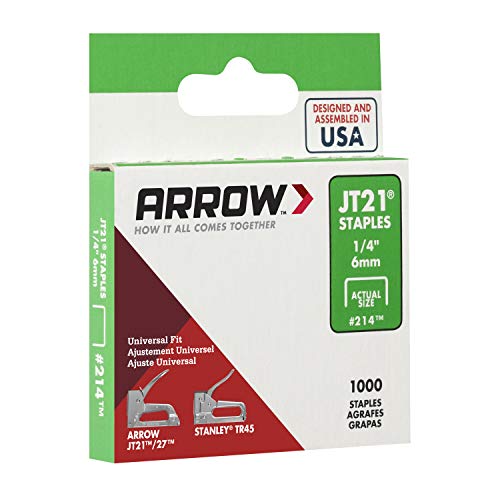 Arrow 214 Jt21 Thin Wire Staples For Staple Guns And Staplers, Use For Upholstery, Crafts, General Repairs, 1/4 Inch, 1000-Pack #TOP2