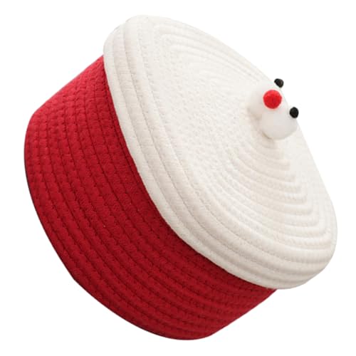 Panier de rangement de bureau petit modèle en coton tressé avec couvercle