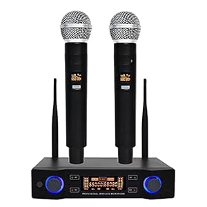 Karaoke Microfoon, Professioneel UHF Draadloos microfoonsysteem Lange afstand Dual Channel Dynamic Handheld Mic met…