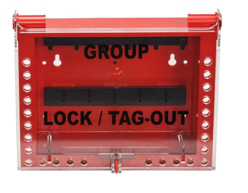 Brady - 152189 - Group Lockout Box, Plastic, Red, 27 Padlocks, 11 H x 13 W x 4 D