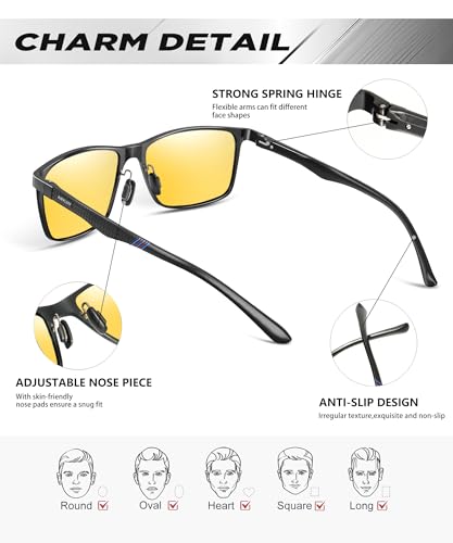Image of ANYLUV Polarized Sunglasses for Men Rectangular Classic Al-Mg Metal Frame Sun Glasses Mens Sunglasses with UV Protection