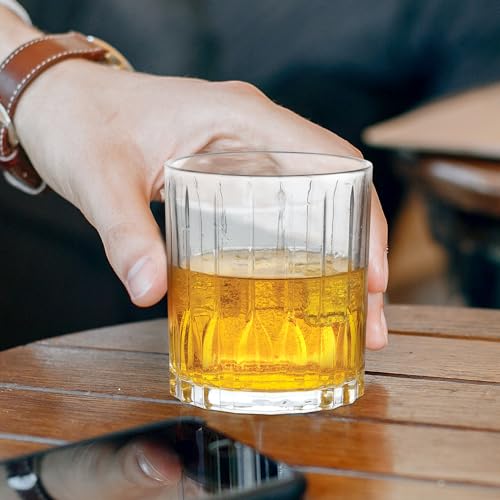 Image of Treo by Milton Linea Whiskey Glass Set of 6 I Premium Glass Tumbler for Bourbon, Scotch & Cocktails I 340 ml