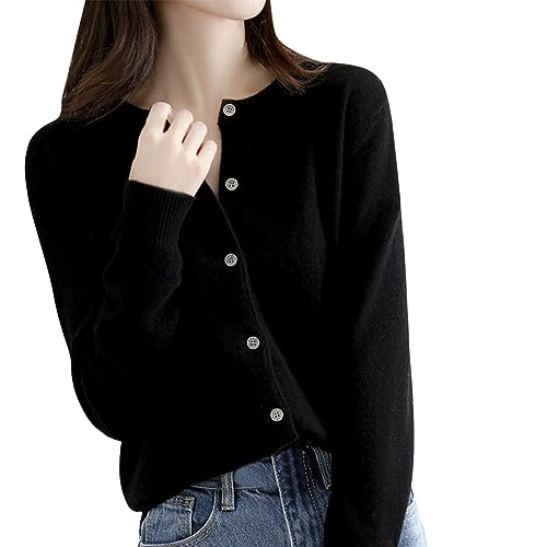 Cardigan Sweaters for Women Long Sleeve Button Down Crew Neck Lightweight Cardigans Trendy Knit Fleece Warm Womens Sweater
