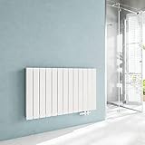 Acezanble Design Heizkörper Flach 600 x 982 mm Weiß Doppellagig Horizontal Paneelheizkörper Seitenanschluss Radiator Heizung für Wohnzimmer 1499W