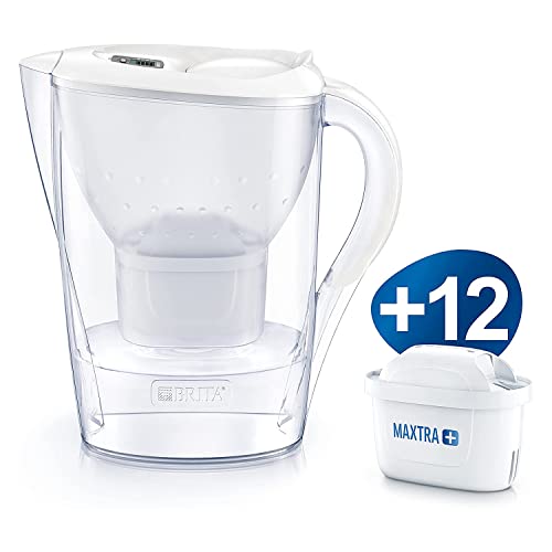 BRITA Wasserfilter Marella weiß inkl. 12 MAXTRA+ Filterkartuschen – BRITA Filter Jahrespaket zur Reduzierung von Kalk, Chlor & geschmacksstörenden Stoffen im Wasser - 2