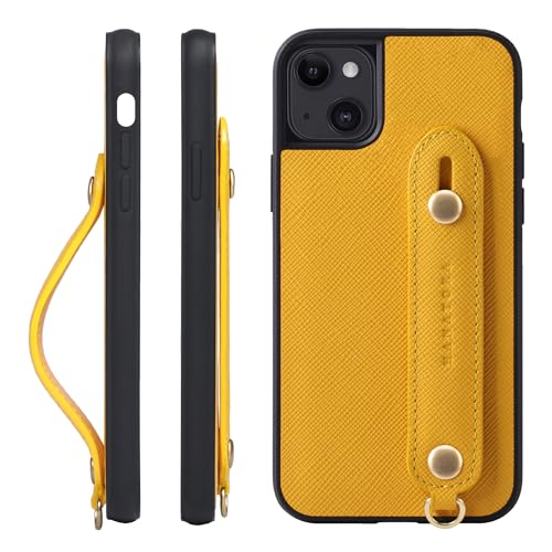 HANATORA iPhone15Plus �P�[�X �{�v �ϏՌ� �w�ʃx���g �X�g���b�v�����O �X�}�z�P�[�X �X�}�z �X�^���h�@�\ �K���X�t�B���� �t�� �T�t�B�A�[�m ���U�[ �M�t�g �}�O�l�b�g�Ȃ� �C�G���[ XGH-15Plus-Yellow