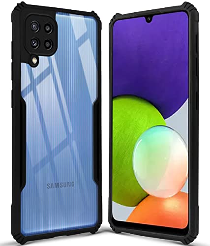 Image of Jkobi Back Cover Case for Samsung Galaxy M32 4G (Crystal Glass Back | Camera Protection | Shockproof Bumpers | Professional Black)