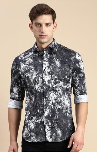 Image of SHOWOFFFF Men Printed Casual Shirt | Spread Collar Full Sleeves Cotton Shirt for Mens | Slim Fit Regular Length Shirt for Men's