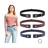 3 Pieces No Buckle Belt Women Elastic Belts SUOSDEY Buckle Free Invisible Elastic Belt for Jeans...
