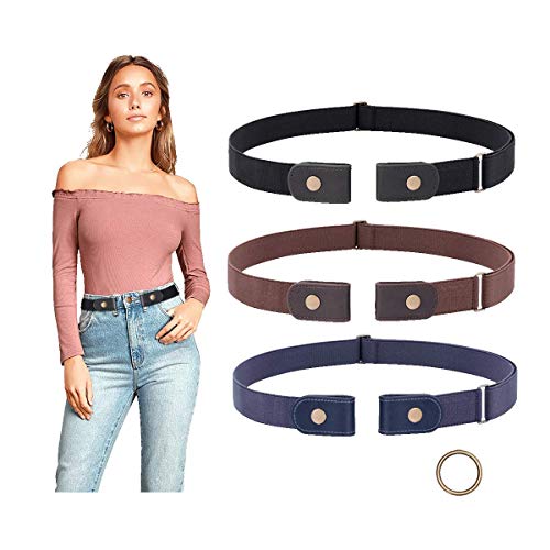 Suosdey 3 Pieces No Buckle Belt Women Elastic Belts Buckle Free Invisible Elastic Belt For Jeans Pants #TOP8