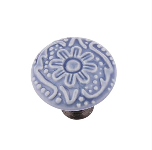 FIOLIRTL Maçaneta de porta 2 peças puxadores de cerâmica cor sólida gaveta armário sapatos porta de armário puxador pequeno azul