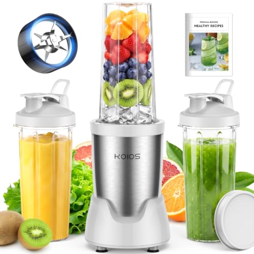 Image of KOIOS Personal Blender for Smoothies with 3 x 22oz To-go Cups, BL319B (White)