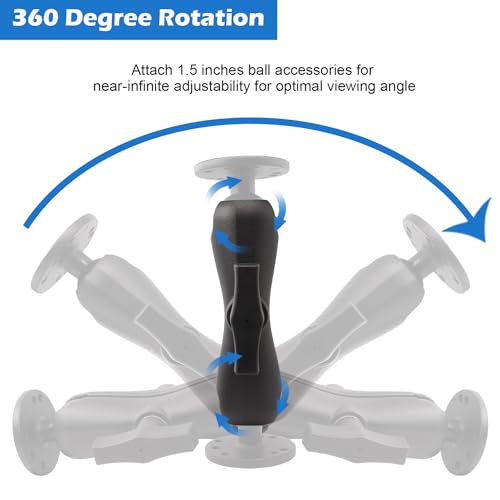 Image of Aluminum Double Socket Arm, Regular, Medium 5.9 inch | 1.5 Inches / C size / 38mm Ball Accessories, Powerful Clamp, Compatible with RAM Mount and 1.5 inches Accessories
