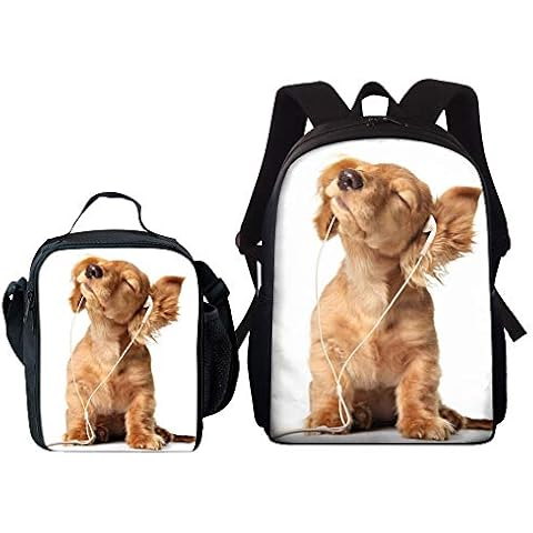 Cute Dog Print Backpack and Lunch Bag Set Cover