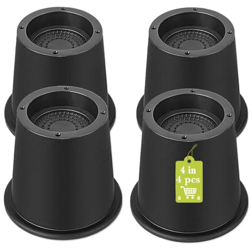 Yookwutar 4 Pack Furniture Risers 4 Inch, Bed Risers Heavy Duty for Table Desk Couch Chair Sofa Cabinet Bed Frame Dorm, Round Table Leg Risers Lift Height 4", Black