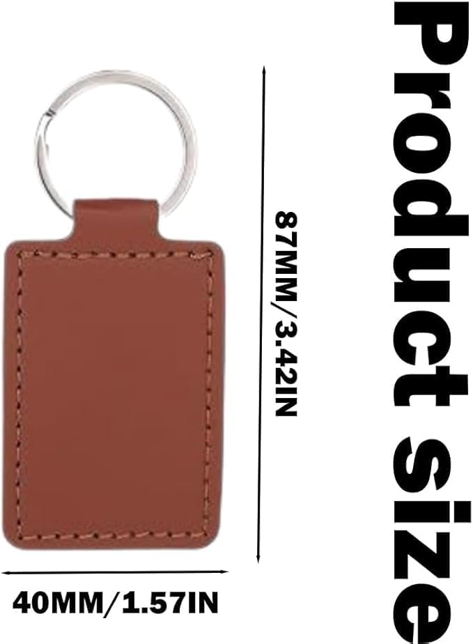 12Pcs Rectangular Leather Key Fob Kit, PU Leather Blanks Keychain Kit with Key Rings