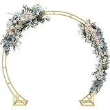 Round Backdrop Stand,7.5 FT Double Circle Balloon Arch Stand,Heavy Duty Wedding Arch,Photo Booth Background Stand Kit, Backdrop Frame for Baby Shower Decoration Birthday Party,Gold