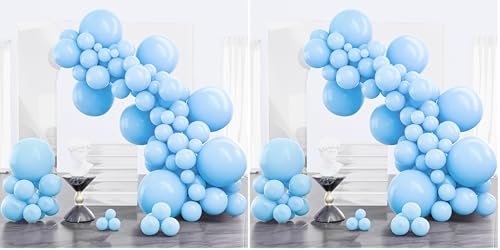 Image of PartyWoo Light Blue Balloons 100pcs Different Sizes of 18 12 10 5 Inch Baby Pastel Sky Aqua Blue Balloon Arch Kit Garland for Birthday Gender Reveal Baby Shower Graduation Party Decorations Blue-Y4
