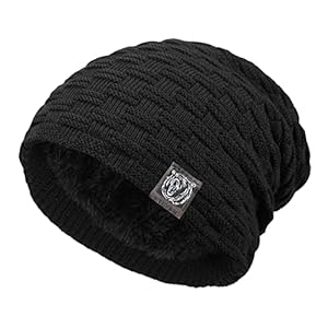 UPhitnis Cappello Beanie Uomo Inverno – Cappello Invernale Unisex Uomo Donna Berretto Lungo Cappello Lavorato A Maglia Cappuccio Inverno Nero Uomo Caldo Berretto Lavorato A Maglia Foderato
