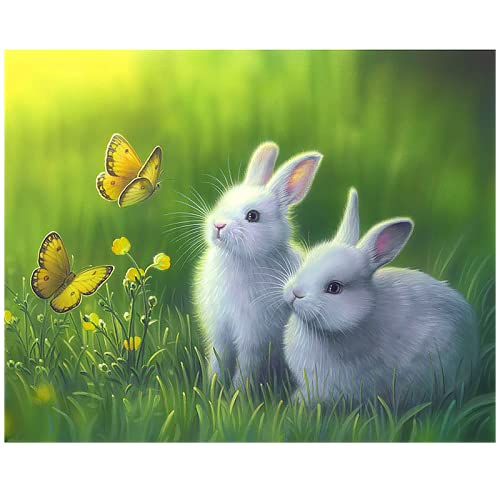 Art de diamant lapin blanc 5D | Mosaïque grand format haute définition