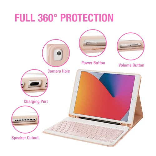 Funda de teclado para iPad de 10.2 pulgadas con mouse inalámbrico desmontable 4