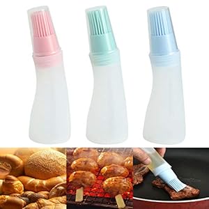 3-delige Oliefles met Bedruipborstel, Zachte Siliconen Olieborstelfles, Siliconenolieborstelfles BBQ-bedruipborstel, voor Grillen en Oliën, Gebak Bakken en Koken