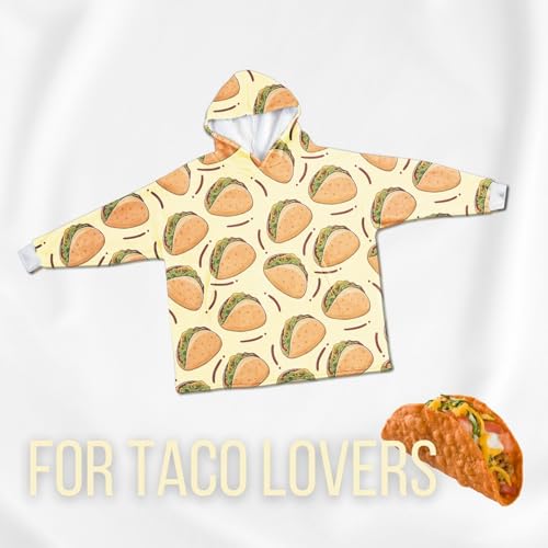 Taco Gifts, Taco Themed Wearable Flannel Blanket Hoodie, Oversized Flannel Hooded Blanket Sweatshirt, One Size
