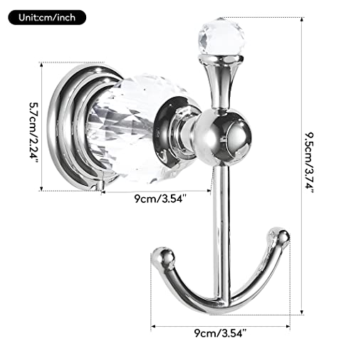Patère double en cristal et chrome BATHSIR accroche serviette mural solide - 8