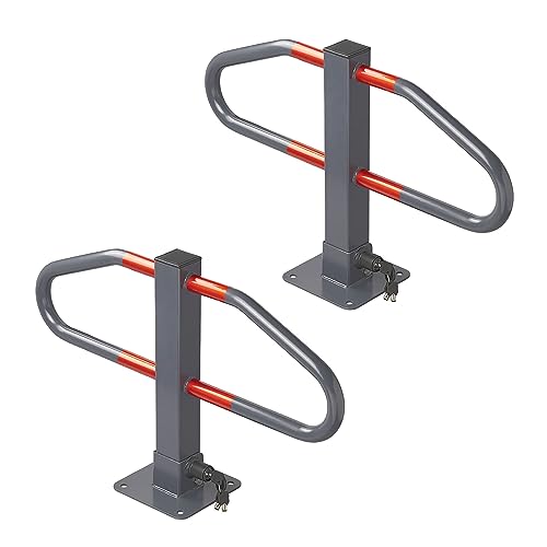 Juego de 2 barras de aparcamiento con cerradura integrada de acero vertical (ancho x alto): 70 x 45,8 cm